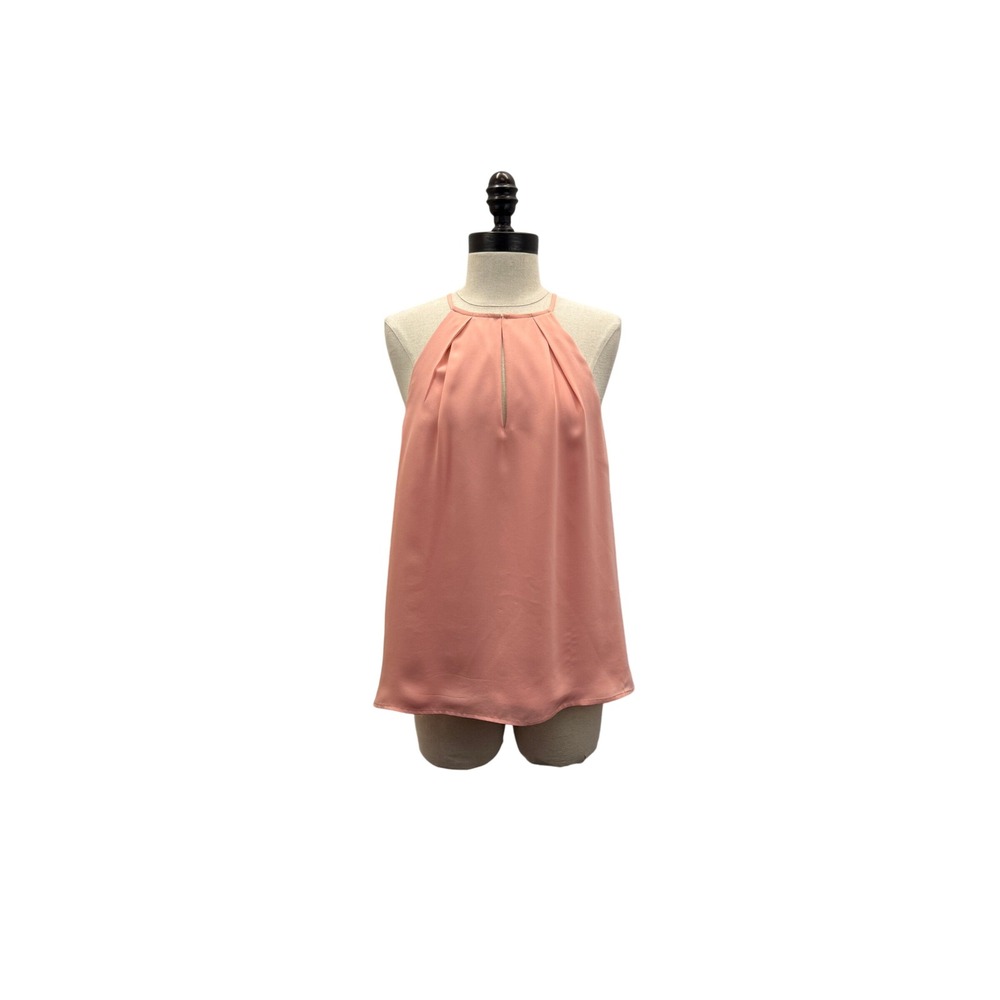 Joie Halter Top Women's Size S Pink Excellent Silk Keyhole Pleated Blouse